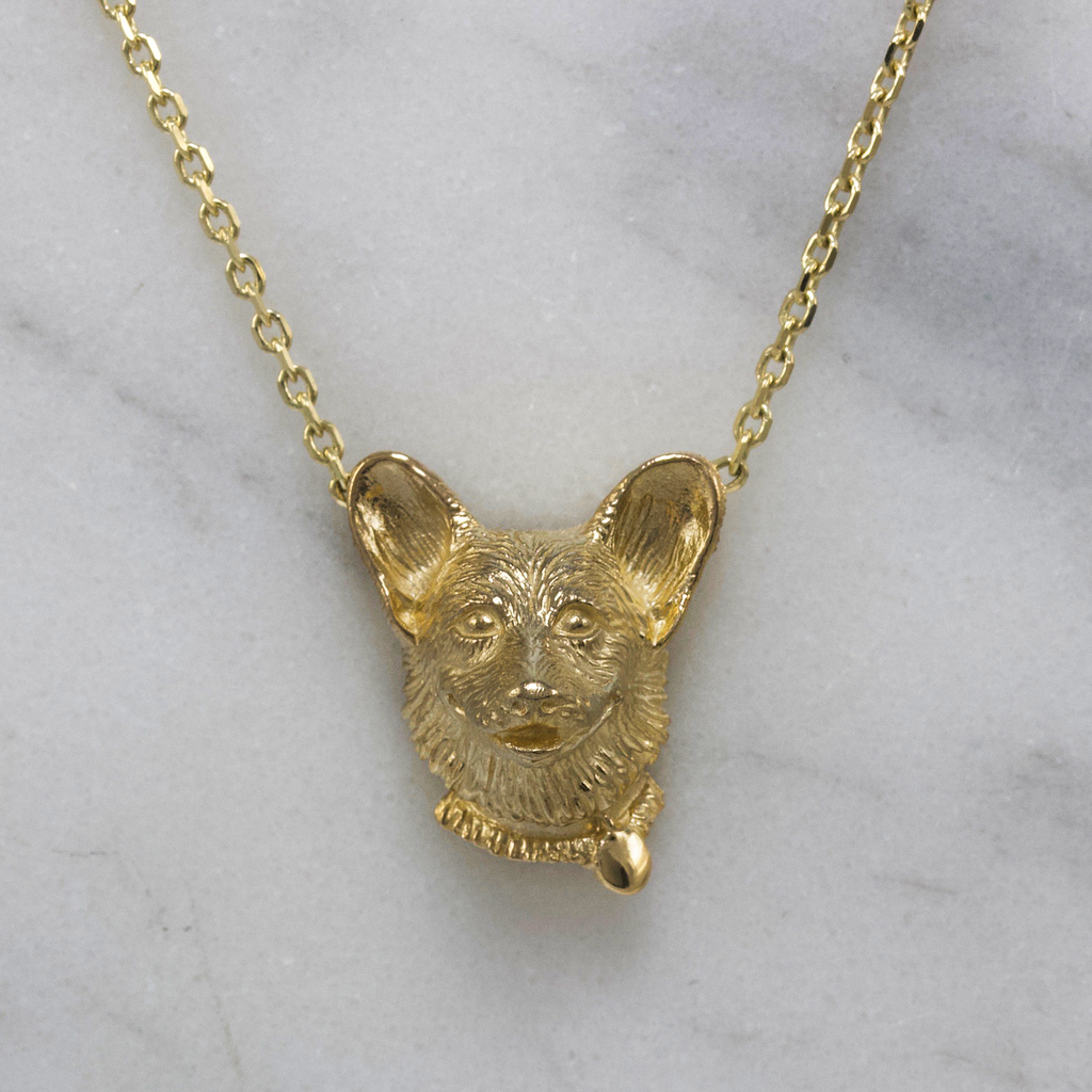 Gold corgi necklace cheap